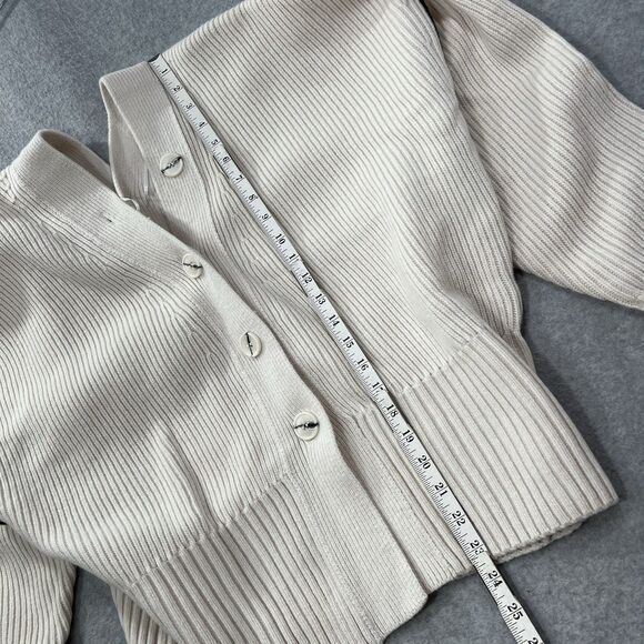 H&M Studio Collection Cardigan XL Wool Chunky knit v neck AW2024 NWT cream - Picture 5 of 16